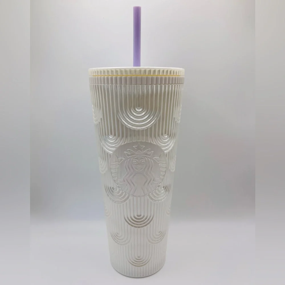 Starbucks 2023 Siren Shell White Pearl Mermaid Scales Cold Cup Tumbler 24oz